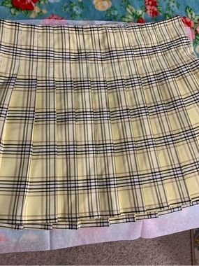 No Boundaries Yellow Plaid Pleated School Girl Skirt